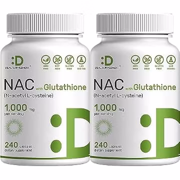 2 Pack NAC Supplement (N-Acetyl Cysteine) 1,000mg Serving with Reduced Glutathione, 480 Capsules