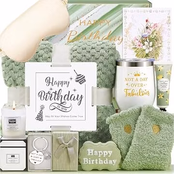 BaiCai Birthday Gifts for Women, Happy Birthday Gifts for Mom Sister Her Best Friend Girlfriend Wife Bday Gift Ideas, Unique Relaxing Spa Birthday Gift Baskets for Women Care Package w/Blanket