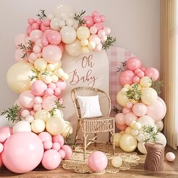Pink and Yellow Balloon Arch Kit for Baby Shower Bridal Shower Decorations