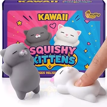 Nutty Toys Squishy Cat Set - 2" Soft Silicone Kawaii Kitties, Top Stress Relief Toy 2026 Unique Gifts for Teens Kids Women Men Adults Best Teenage Girls Teen Boy Tween Christmas Stocking Stuffers Idea