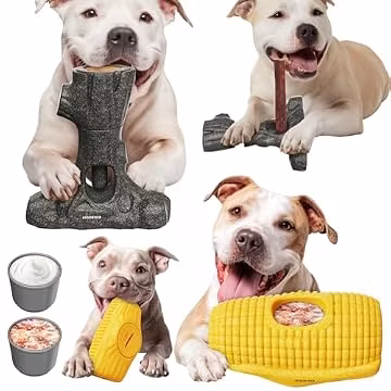 Ansoniser 2-in-1 Durable Dog Toy Bundle,Bully Stick Holder & Frozen Treat Slow Feeder for Aggressive Chewers, Food-Safe Interactive Toys to Relieve Boredom, Best Gift for Small to Large Dogs