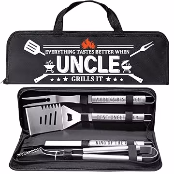 Uncle Gifts from Nephew, Gifts for Uncle Christmas, Grilling Accessories, Heavy Duty Stainless Steel Grill Set BBQ Grill Tools for Outdoor Grill with Aluminum Case, Camping Grill Utensils Set