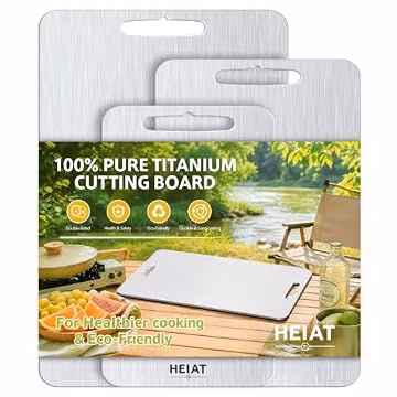 HEIAT 100% Titanium Cutting Board Set of 3, Double-Sided Kitchen Boards
