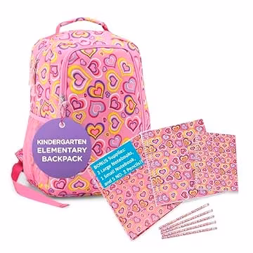 Emily Rose Kids 5-12 School Backpack Bundle Spiral Notebooks Folder & Pencil Set 16 Inch