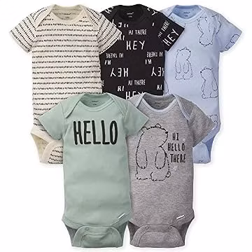 Gerber Baby Boys 5-Pack Short Sleeve Variety Onesies Bodysuits Hello Bear 0-3 Months