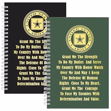 JOHSBYD 2Pcs A-rmy Gifts for Men A-rmy Spiral Notebook Military Deployment Gifts A-r-my Graduation Gift Journal Notebook Retired Veteran Gift Military Gift for Veteran Soldiers (2, Grant black green)