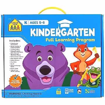 School Zone Kindergarten Learning Kit: Workbooks, Flash Cards, Early Reader Books & Educational Games Set, Reading, Writing, Math, Homeschool Curriculum, First Grade Readiness, Ages 5–6
