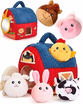 hahaland Baby Toys 6-12 Months - Surprise Barn Stuffed Farm Animals Plush