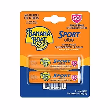 Banana Boat Sport Lip Sunscreen SPF 50, 0.15 oz (2 Pack)