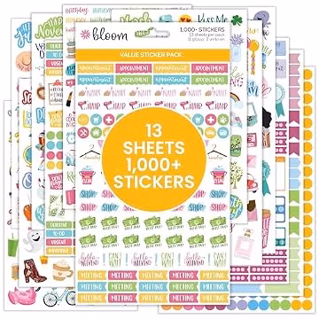 Bloom Daily Planners Planner Sticker Value Pack (13 Unique Sheets / 1,000+ Stickers) - New Variety Assortment Bundle for Planning & Decorating