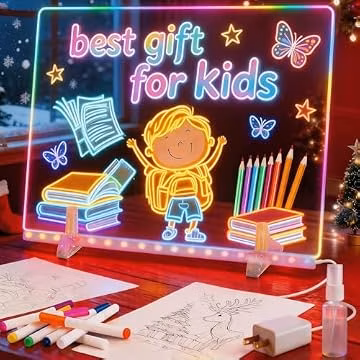 20'' Lumi LED Drawing Board for Kids- Erasable Acrylic Electronic White Boards, Drawing Tablet,6 Modes & 8 Colors Light Up Drawing Board,Kids Toy with 13 E Birthday Holiday Day Gifts for Girls & Boys