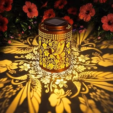 LOVERUIS Solar Lanterns Outdoor Waterproof Patio Decor Hummingbird Gifts for Mom Grandma Women Gift Garden Decors Porch Yard (ARS Solar Hummingbird)