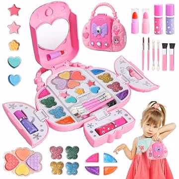Topsolid Kids Makeup Kit With Mirror - Real Washable Makeup Set for Girls 5-8, Princess Toys Cosmetic Set, Christmas & Birthday Gifts for 3-8 Year Old Girls