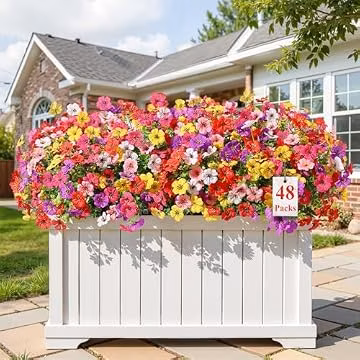 Alupssuc 48 Bundles Artificial Daisy Flowers UV Resistant for Outdoor Decor