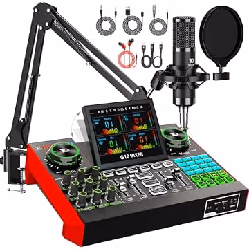 G10 Podcast Equipment Bundle with Audio Mixer & Mic for Streaming&Recording