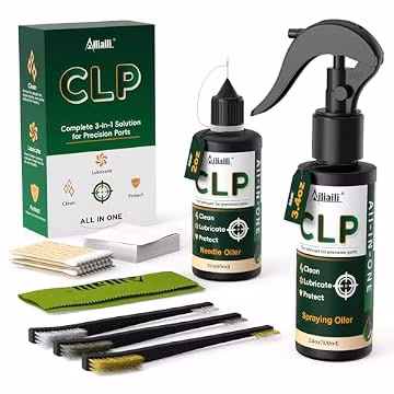 Ailiaili Gun Cleaning Oil Kit - All-in-One CLP Gun Cleaner Set with 3.4oz Cleaning Oil, 2oz Needle Lubricant Oiler, 3*Brushes & Other Supplies - for Men’ Firearm Pistol Rifle Maintenance Protector