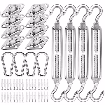 yofit 80Pcs Shade Sail Hardware Kit 6 inch for Triangle Rectangle Sun Shade