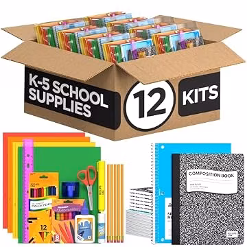 Bulk School Supplies Kits for Kids, 38 Piece Back to School Supply Bundle Set for Kindergarten, Elementary, K-12
