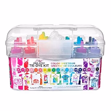 Tulip One-Step Tie-Dye Color Spectrum Tub, 24 Bottles, Rainbow Colors, All-in-One Tie Dye Kit for Large Groups, Permanent on Fabric, Pre-Filled Bottles, Gloves, Instructions