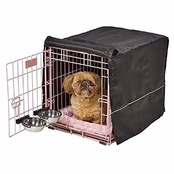 MidWest Homes for Pets Pink Fashion iCrate Starter Kit, 24-inch Dog Crate Bundle for Small Dogs, Includes Crate, Pet Bed, 2 Bowls and Privacy Cover