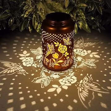 Rose Butterfly Decoration Solar Lanterns Outdoor Waterproof Garden Decor Gifts for Women Mon Grandma Metal Hanging Solar Lights for Outside LED Lanterns for Yard, Patio