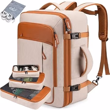 Lumesner 40L Expandable Carry On Travel Backpack with 4 Packing Cubes