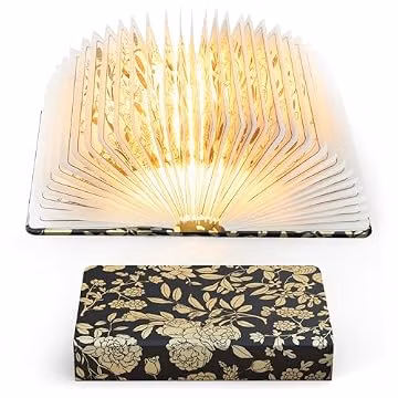 ZBOLE Book Lover Gift, Folding Book Lamp Decor, Portable Print Book Light