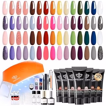 Modelones Poly Gel Nail Kit 30 Colors with 8W Nail Lamp Pink Yellow Grey