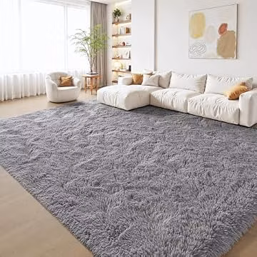Zentavio 8x10 Area Rugs for Living Room Clearance Grey Rugs for Bedroom Large Big Carpet Fluffy Furry Soft Shag Aesthetic Plush High Pile Gray Rug for Nursery Kids Room Dorm