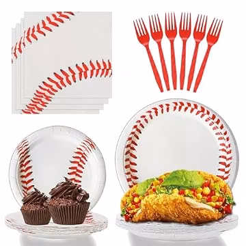 96 Pcs Baseball Party Decorations Bundle Paper Plates Napkins For Baseball Birthday Party Favors