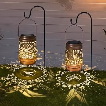 Sumloty 2 PCS Hummingbird Solar Lantern - Outdoor Decorative Solar Lanterns for Garden, Patio, Backyard, and Porch - Waterproof Hanging Lantern for Outside - Perfect Gifts for Women