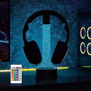 YuanDian Light up Headphone Stand for Desk, Gaming Headset Holder RGB with 16 Color Lights for Game Room Decor, Cool Gamer Gifts for Men Boyfriend (PCB)