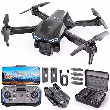 Foldable 1080P Drone with Camera for Kids & Beginners, Easy to Fly Toy Gift for Boys & Girls, One-Key Start, 3D Flips, Gesture Selfie, 2 Batteries