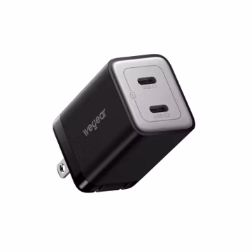 wegear 45W Dual USB-C GaN Fast Charger, Foldable Compact Wall Charger with PD PPS QC4.0 for Galaxy S26/S25, iPhone 17/16/15, iPad, MacBook, Steam Deck (Black)