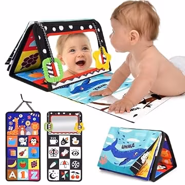 URMYWO Tummy Time Mirror Toys, High Contrast Baby Toys for Newborn