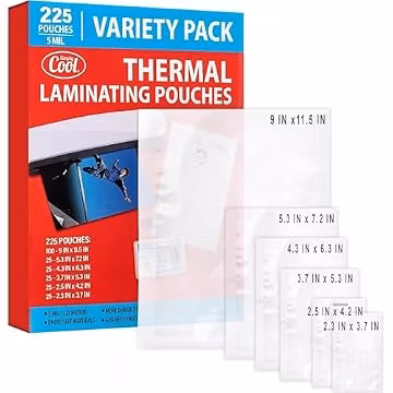 Simply Cool 5 Mil Thermal Laminating Sheets Pouches 225ct for Laminator