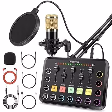 Wegrower W-11GD Rechargeable Audio Mixer for Gaming & Podcasting