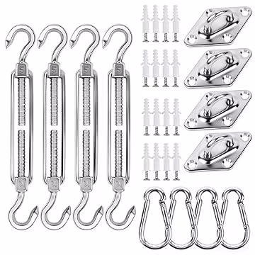 YOFIT 44 Pcs Shade Sail Hardware Kit 5 Inch Outdoor Sun Sail Accessories