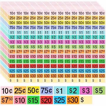 5460 Pcs Garage Sale Stickers, 1/2" X 3/4" Yard Sale Price Tags Stickers Rectangle Preprinted Price Labels for Fle Market Sale