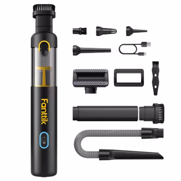 Fanttik Slim V8 APEX Car Vacuum, 4-in-1 Portable Mini Cordless Vacuum with 19000pa Suction Power for Pet Hair, Type-C Charge, One-Touch Empty for Car, Office Desk, Keyboards (Black)