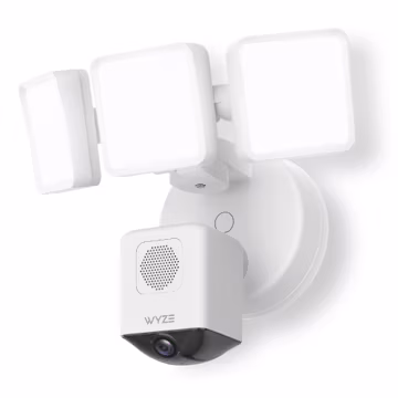 WYZE Floodlight Camera Pro, PCMag Editors' Choice 3000-Lumen LEDs, 2.5K HD Outdoor Security Camera, 180° Wide View, Motion Detection, Color Night Vision, Works with Alexa & Google-White