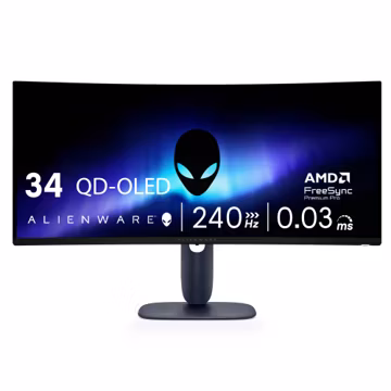 Alienware 34 240Hz QD-OLED Curved Gaming Monitor - AW3425DW - 34.2-inch WQHD (3440 x 1440) 0.03ms Display, 1800R Curve, AMD FreeSync Premium Pro, VESA AdaptiveSync, DisplayHDR TrueBlack 400