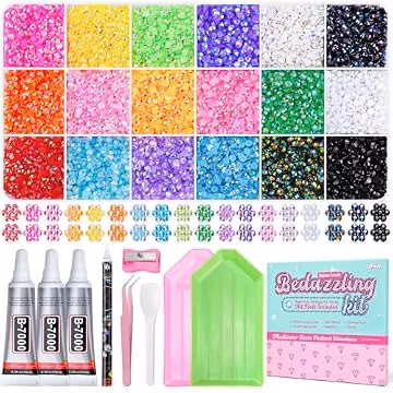 Rhinestones Bedazzling Kit 25000Pcs 18 Essential Colors for 20+ DIY Crafts