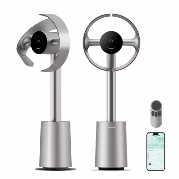 DREAME Bladeless Tower Fan for Bedroom, Smart Standing Fan with 270° Spatial Airflow for Whole-Room Circulation, 59ft/s High Velocity, 10 Speeds 3 Modes, Temperature-Adaptive Airflow, MF10-Silver
