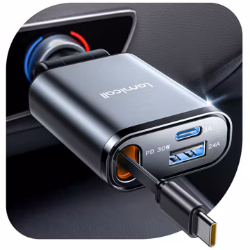 Lamicall Retractable Car Charger USB C 57W Charging for iPhone 17 16 15
