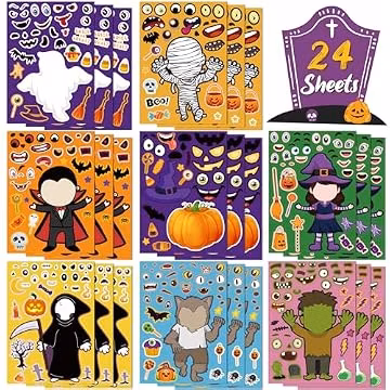 OHOME Halloween Party Favors - DIY Crafts Stickers for Kids | Kids Halloween Games Toys Gifts Treats Decorations Activities Party Supplies(24 Sheets)