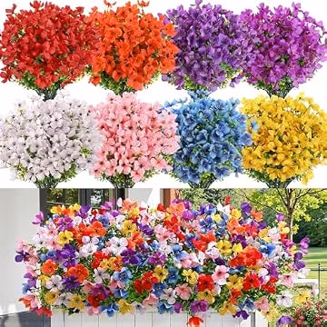 SHareconn 40 Bundles Artificial Flowers UV Resistant Outdoor Decor