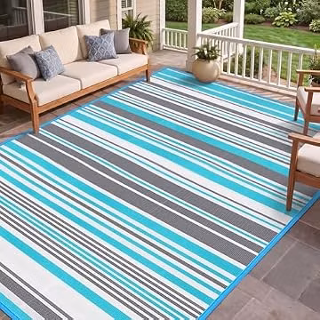 Outdoor Rug 4x6 ft, Waterproof Portable Plastic Straw Mat for Camping