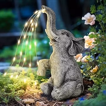 GIGALUMI Elephant Statue Solar Garden Yard Decor Outdoor Gifts for Women