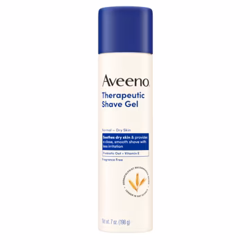 Aveeno Therapeutic Shave Gel for Women & Men, Sensitive Skin Shaving Cream with Prebiotic Oat & Vitamin E, Helps Prevent Razor Bumps & Skin Irritation, Soothes Dry Skin, Fragrance-Free, 7 Oz